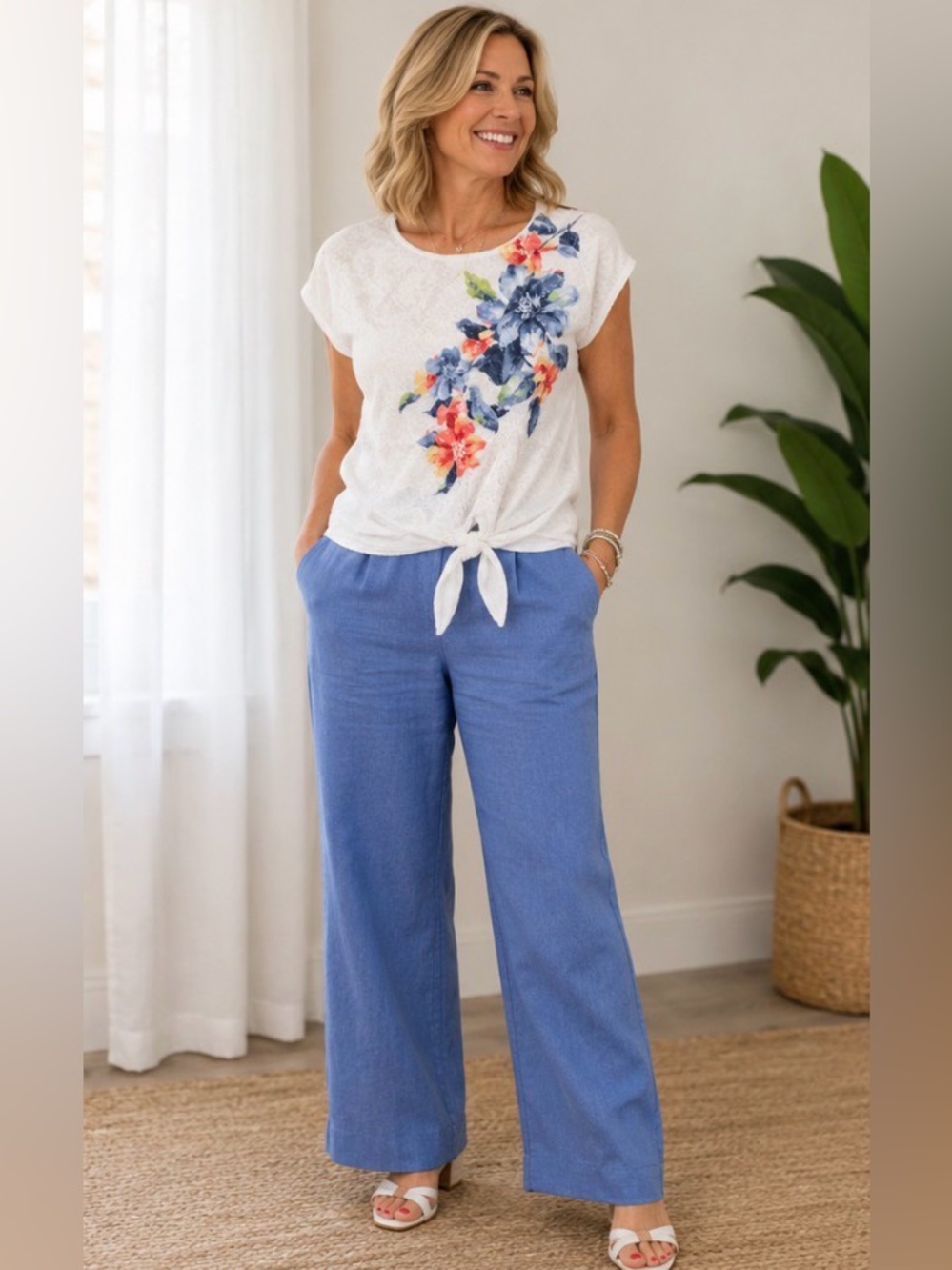 White Lace Alfred Dunner Floral Shirt Set
